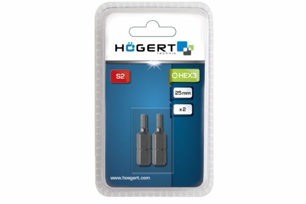 HOEGERT Биты HEX 4, 25 мм, 2 шт. — изображение 2