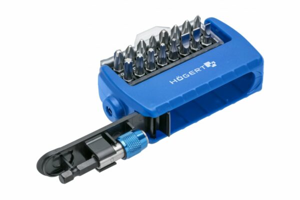 HOEGERT Набор бит с битодержателем 1/4", SL, PH, PZ, Torx, 17 шт.