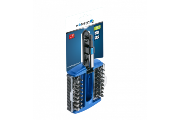 HOEGERT Набор бит с битодержателем 1/4", SL, PH, PZ, HEX, Torx, 33 шт. — изображение 2