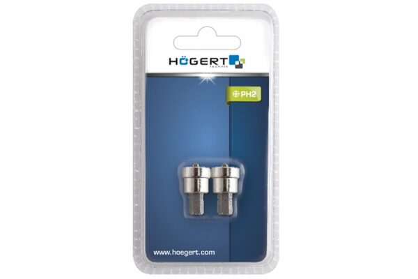 HOEGERT Биты для гипсокартона PH2 25 мм, сталь S2, 2 шт. — изображение 2