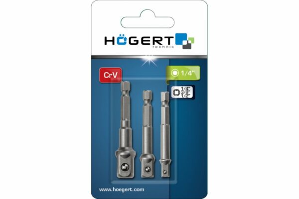 HOEGERT Набор держателей торцевых головок для шуруповерта, 1/4", 3/8", 1/2" — изображение 2