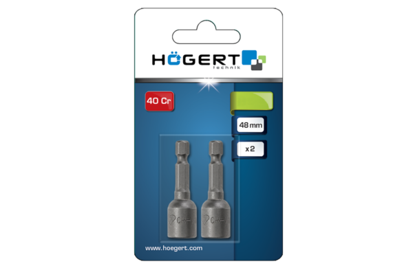 HOEGERT Насадка торцевая с магнитом 12 мм, 1/4", 2 шт. — изображение 2