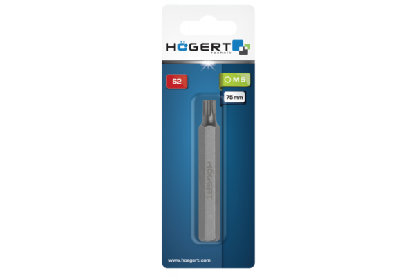 HOEGERT Бита SPLINE М8, 75 мм, M10, сталь S2 — изображение 2