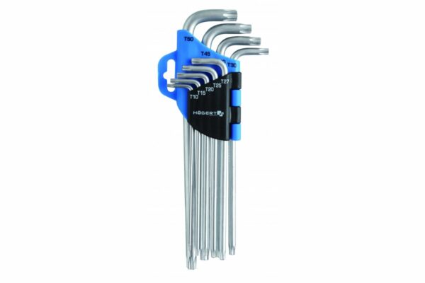 HOEGERT Набор Г-образных удлиненных ключей TORX, Т10-Т50, 9 шт.