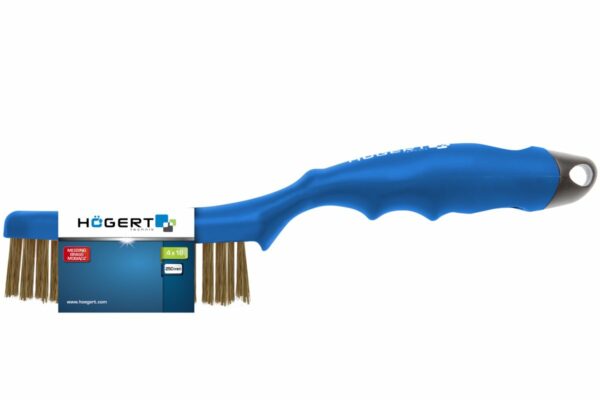 HOEGERT Проволочная щетка четырехрядная, латунная проволока — изображение 4