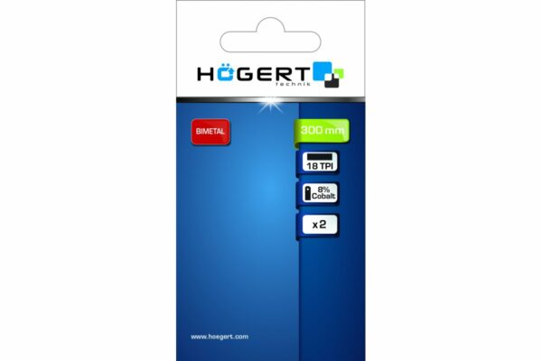 HOEGERT Полотно по металлу 24 TPI, 12,7 мм, HSS, Bi-металл 300 мм, 2 шт. — изображение 3