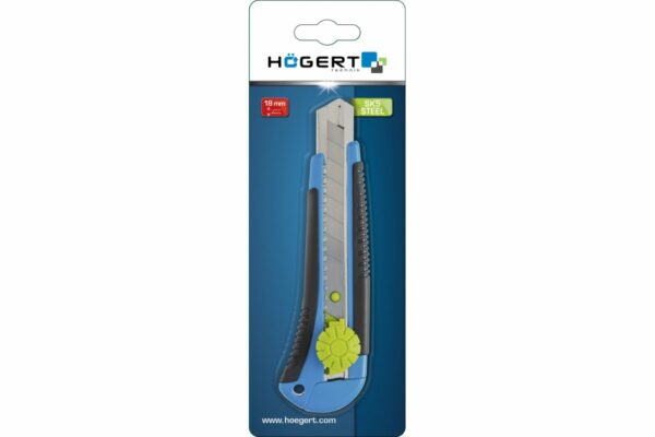 HOEGERT Нож с отламывающимся лезвием 18 мм, поворотная блокировка, 3 лезвия SKS — изображение 2