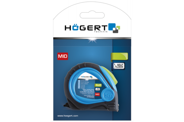 HOEGERT Рулетка 8 м, 25 мм, MID, покрыта нейлоном, стопор ленты — изображение 5