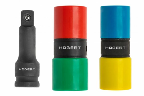 HOEGERT Набор двухсторонних ударных головок 17, 19, 21, 22 мм и ударный удлинитель 1/2", CrMo