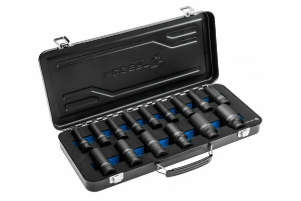 HOEGERT Набор ударных глубоких шестигранных головок 1/2", 15 шт. в кейсе, CrMo