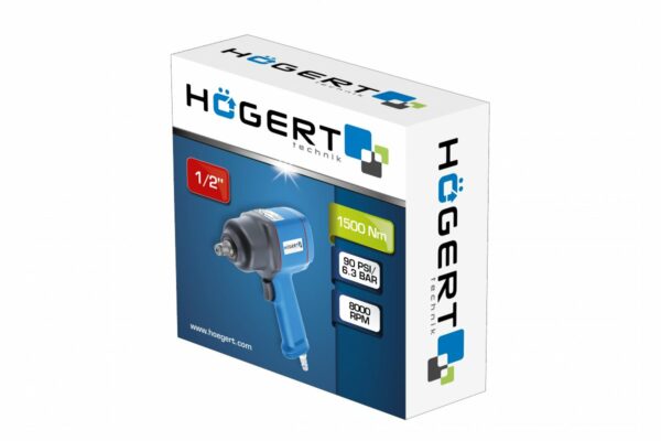 HOEGERT  Гайковерт пневматический ударный 1/2", 1500 Нм — изображение 3
