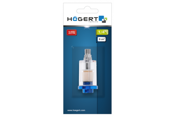 HOEGERT Фильтр пневматический 1/4", 8см³, 14 бар/203 PSI — изображение 2