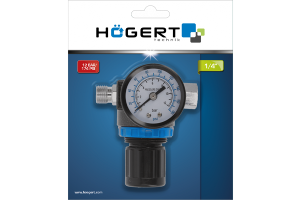 HOEGERT Регулятор с манометром 1/4", 12 бар/174 PSI — изображение 2