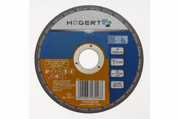 HOEGERT Диск отрезной по нержавеющей стали 125 х 1,0 х 22,23 мм