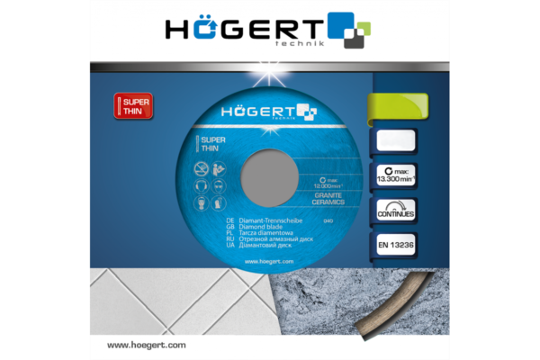 HOEGERT Диск отрезной алмазный, сплошная кромка 125 х 1,6 х 22,2 мм — изображение 2