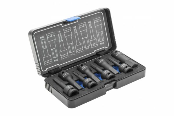 HOEGERT Торцевые головки, ударные  Hex, 8 шт.: H6, H7, H8, H10, H12, H14, H17, H19, 1/2", CrMo