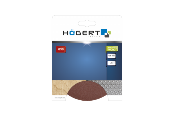 HOEGERT Круг  шлифовальный на липучке 5 шт. 125мм G150 — изображение 3