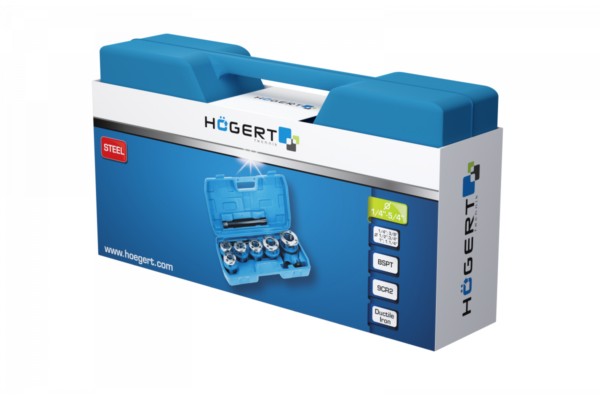 HOEGERT Набор клуппов для нарезания резьбы 1/4" - 5/4" — изображение 2