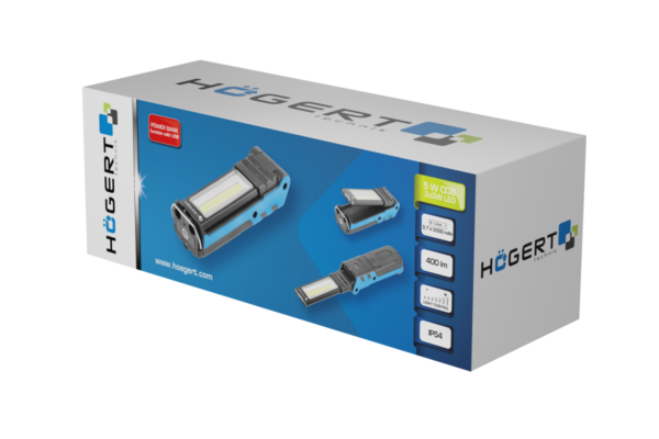 HOEGERT Фонарь светодиодный,  раскладной, 400 люмен, магнит, USB — изображение 4