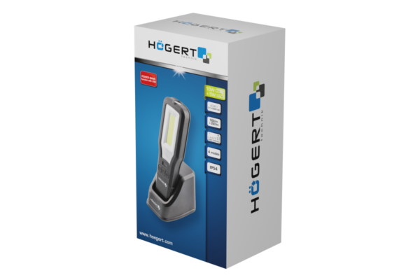 HOEGERT Фонарь светодиодный с базой 550 люмен, магнит, USB — изображение 2