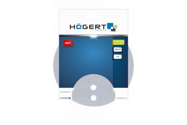 HOEGERT Круг шлифовальный на липучке для обработки красок, лаков и шпаклевок  5 шт. 150мм G80 — изображение 3
