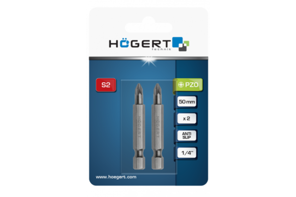 HOEGERT Биты PZ0, 50 мм, 2 шт. — изображение 2