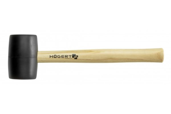 HOEGERT Молоток резиновый, черный, 680 г с деревянной рукояткой