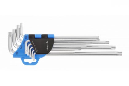 HOEGERT Набор Г-образных экстра длинных ключей TORX CrV, 9 шт.