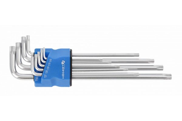 HOEGERT Набор Г-образных экстра длинных ключей TORX S2, 9 шт.