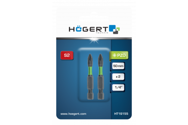 HOEGERT Биты ударные PZ2, 50 мм, сталь S2,  2 шт. — изображение 2