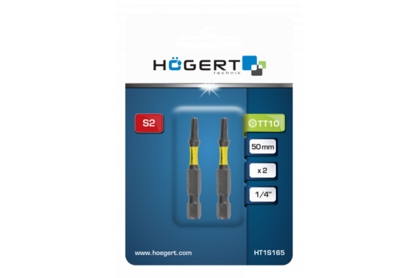 HOEGERT Биты ударные Т40, 50 мм, сталь S2, 2 шт. — изображение 2