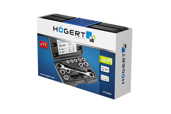 HOEGERT Накидной ключ с трещотками, 11 насадок — изображение 2