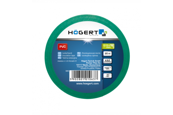 HOEGERT Изоляционная лента 0,13x19мм x 20м, зелёная — изображение 2