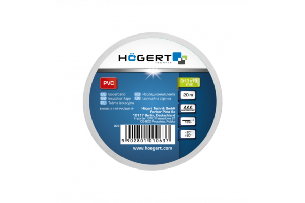 HOEGERT Изоляционная лента 0,13x19мм x 20м, белая — изображение 2