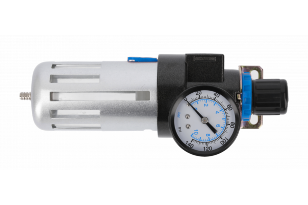 HOEGERT Фильтр-регулятор с манометром пневматический 1/4", 90см³, 9 бар/135 PSI