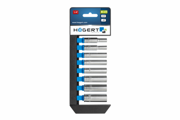 HOEGERT Набор головок глубоких шестигранных 50 мм 1/4", 8 шт. — изображение 2